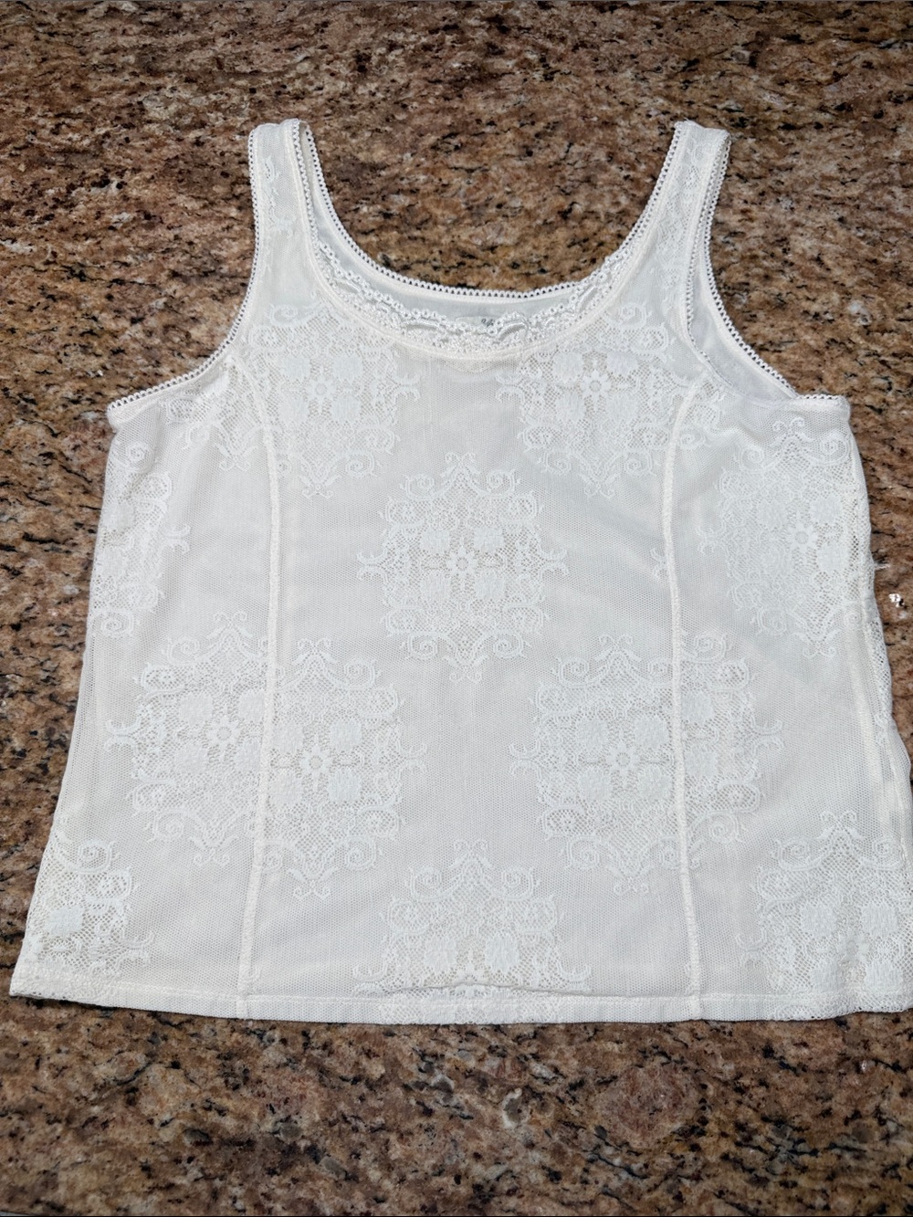 J.Jill Women's White Lace-Detail Camisole Tank Top size Large
